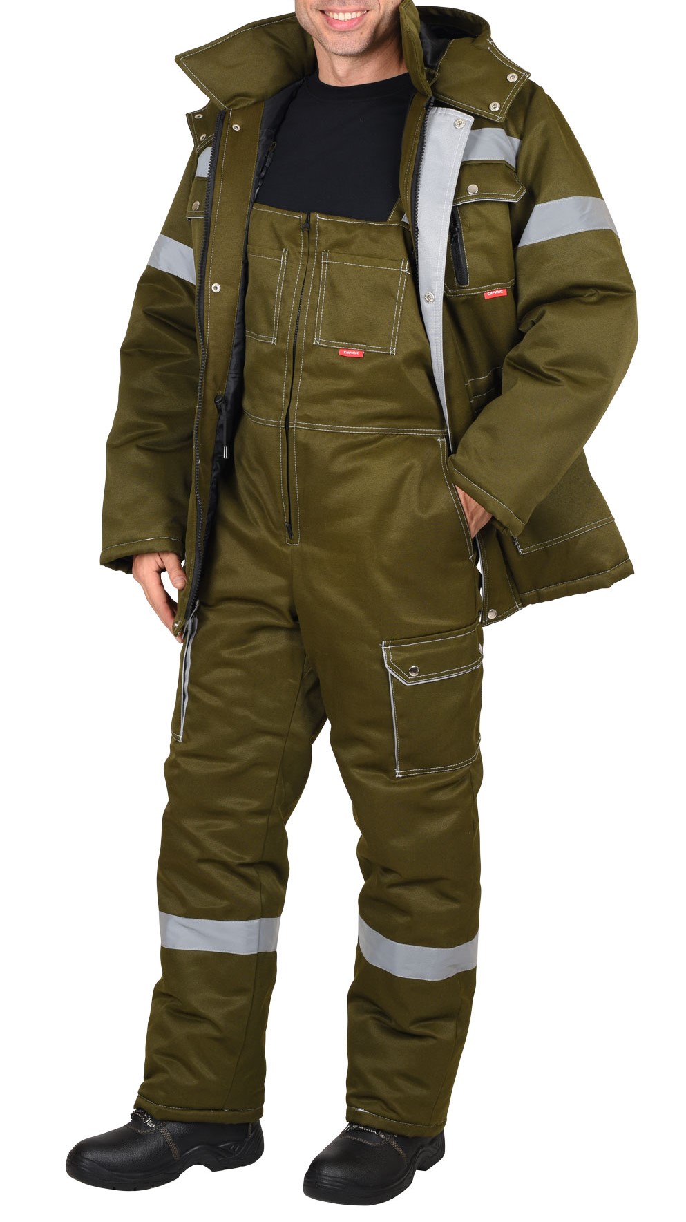 Костюм зимний "С-Титан" длинная куртка, п/к или куртка , п/к (красный, зеленый, хаки, черный, серый) - фото 2