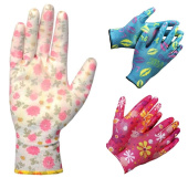 Перчатки нейлоновые садовые с нитриловым покрытием "Цветочек" (разноцветные)