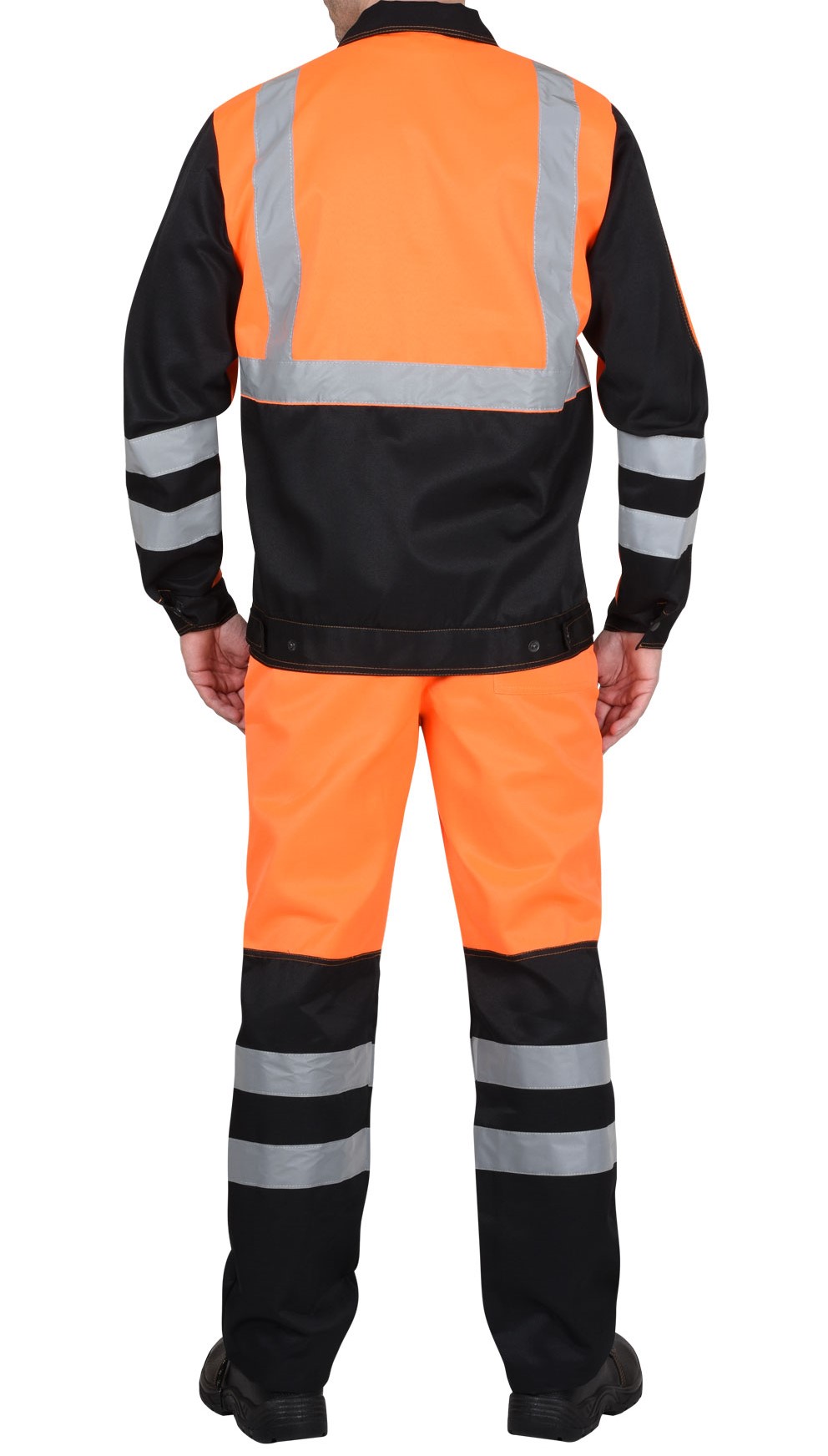 Костюм сигнальный "С-М Люкс" куртка, брюки, СОП 50мм (оранжевый, лимонный) - б/с - фото 1