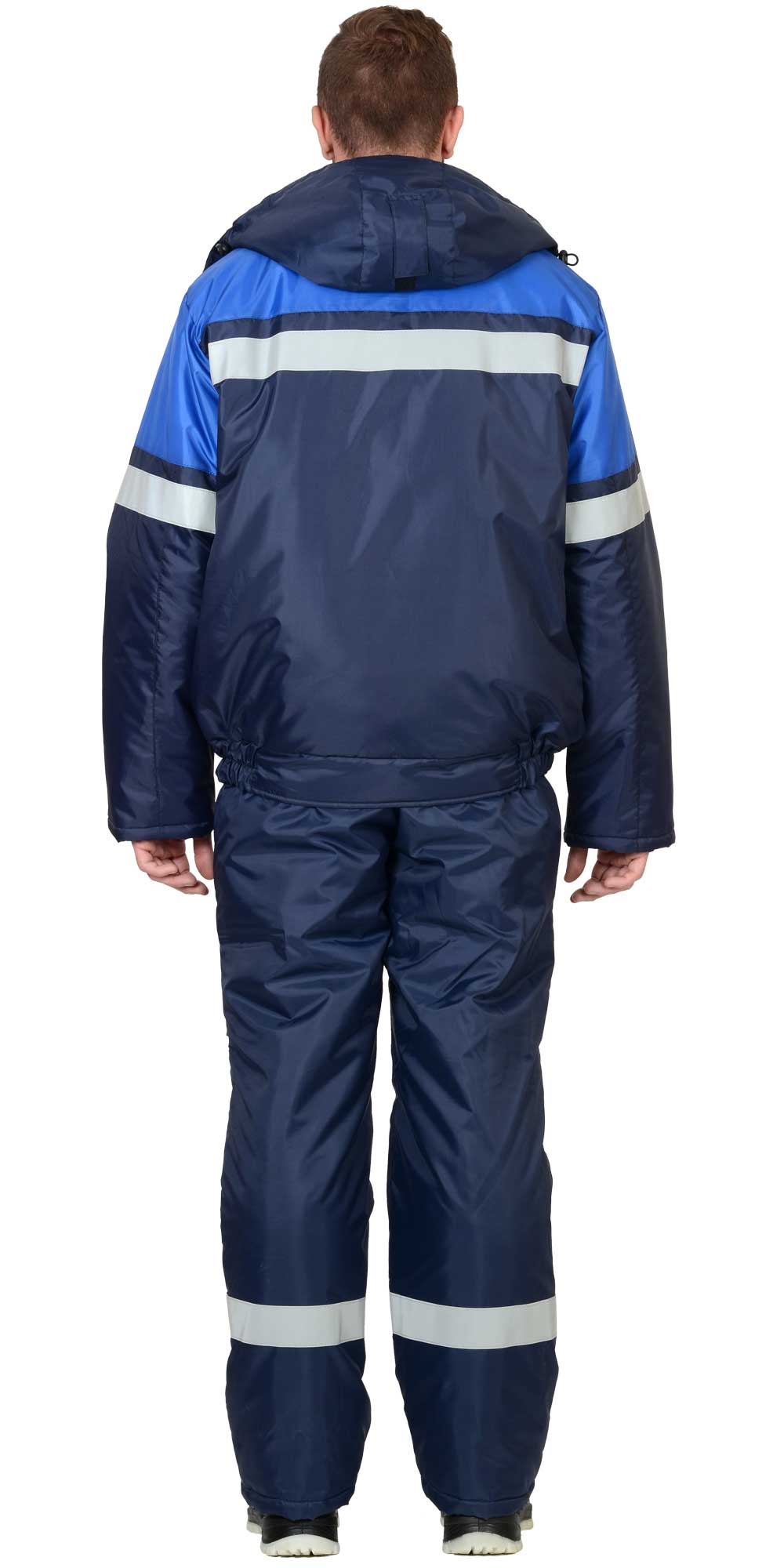 Костюм зимний "С-Орбита" куртка, п/к (синий с вас. / серый с красным), с СОП - фото 2