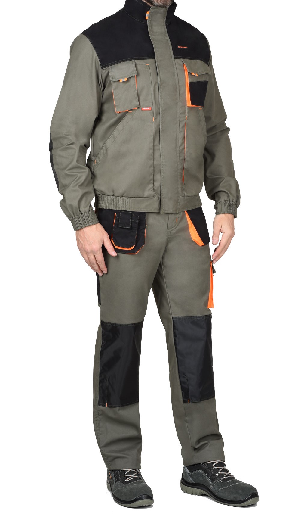 Куртка "С-Манхеттен" (серый/песочный/оливковый), короткая/длинная, тк. стрейч пл. 250 г/кв.м - фото 1