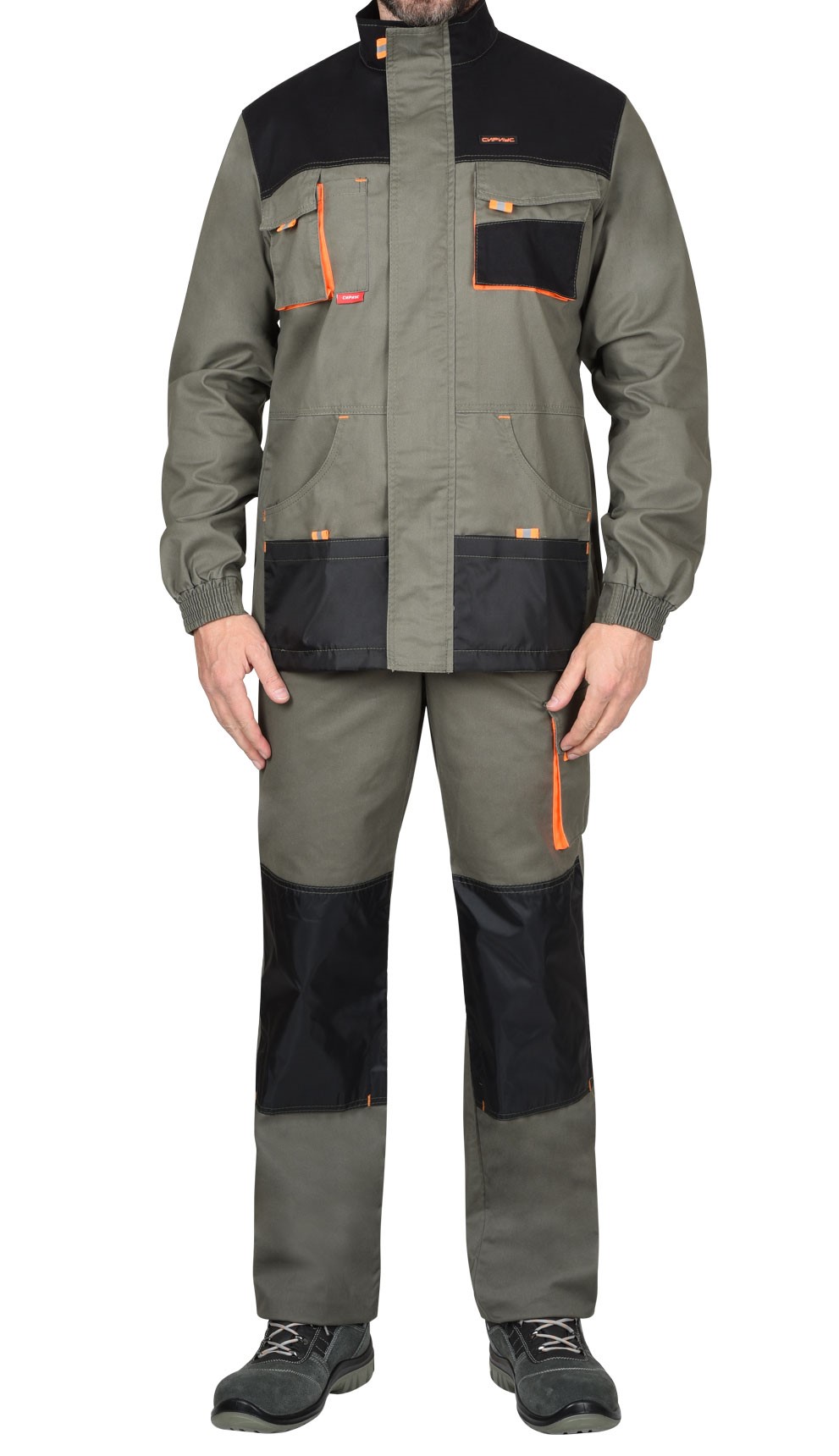 Куртка "С-Манхеттен" (серый/песочный/оливковый), короткая/длинная, тк. стрейч пл. 250 г/кв.м - фото 5