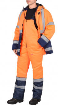 Костюм сигнальный зимний "С-Магистраль-3" куртка, п/к (синий, оранжевый, лимонный), с СОП