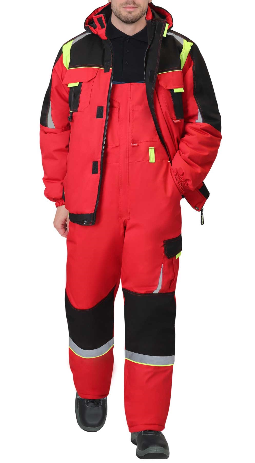 Костюм зимний "С-Стан" куртка, п/к (васильковый, красный, серый) - фото 1