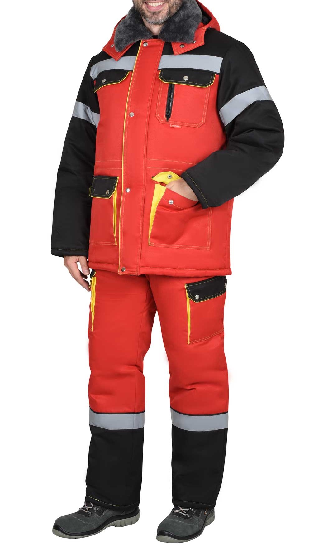 Костюм зимний "С-Титан" длинная куртка, п/к или куртка , п/к (красный, зеленый, хаки, черный, серый) - фото 1