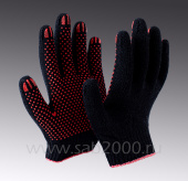 Черные перчатки х/б с ПВХ "Стандарт" (10кл, 4н)