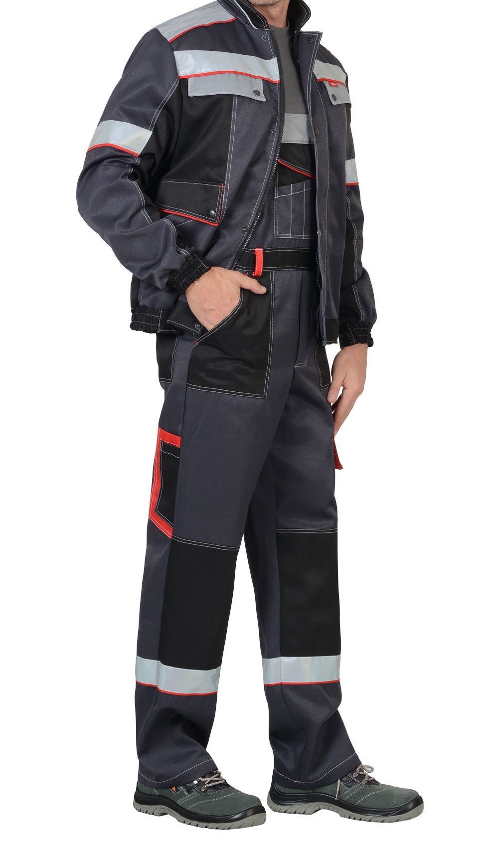 Костюм "С-Полином" куртка, брюки / куртка, полукомбинезон, СОП 50мм (синий, красный, серый) - б/с - фото 3