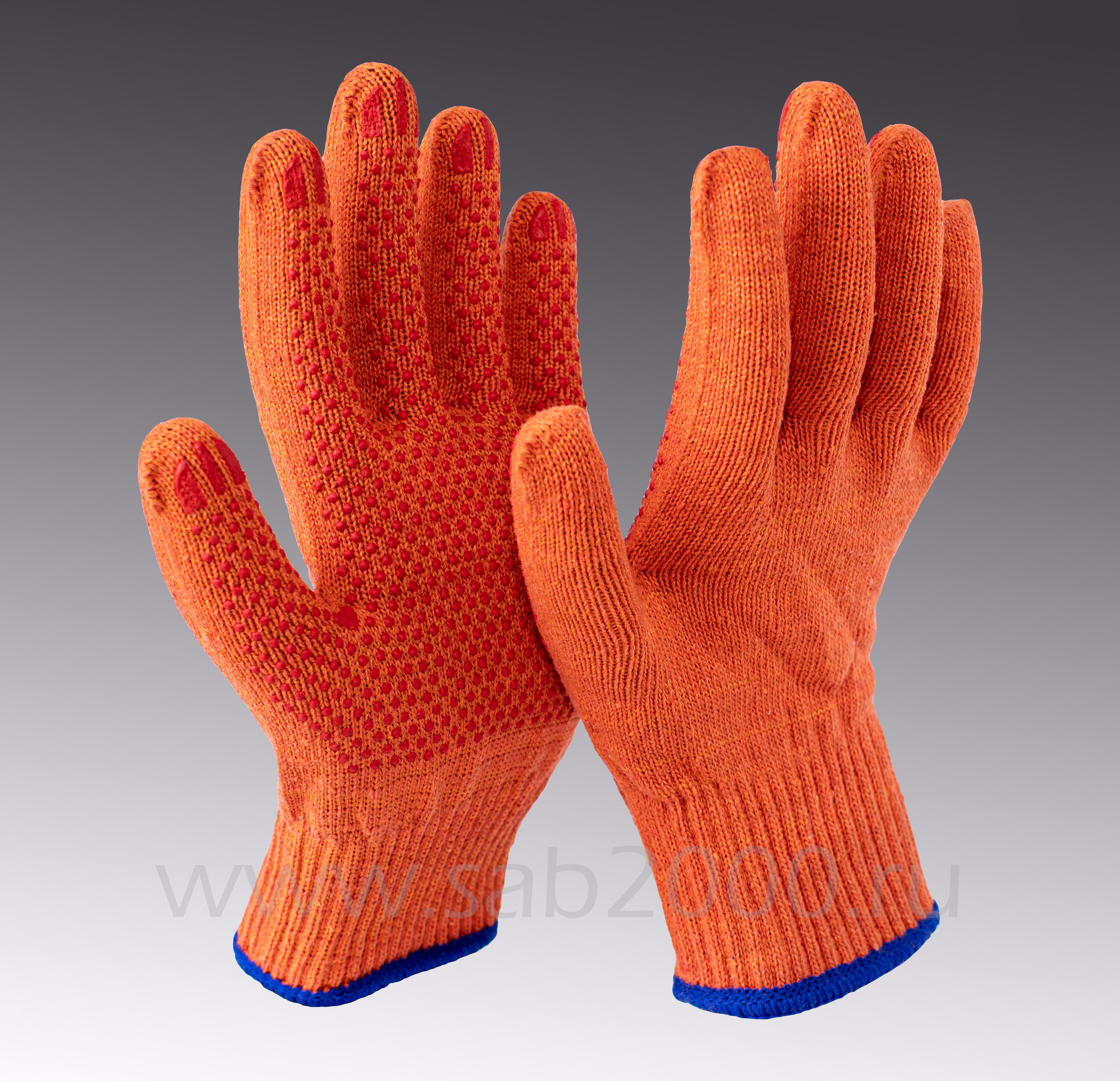 Перчатки утепленные с ПВХ, 100% акрил (разные цвета на выбор) - фото 2