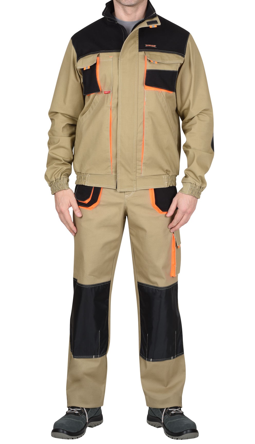 Костюм "С-Манхеттен" (серый/песочный/оливковый), куртка короткая/длинная с брюками или п/к, тк. стрейч пл. 250 г/кв.м - фото 3