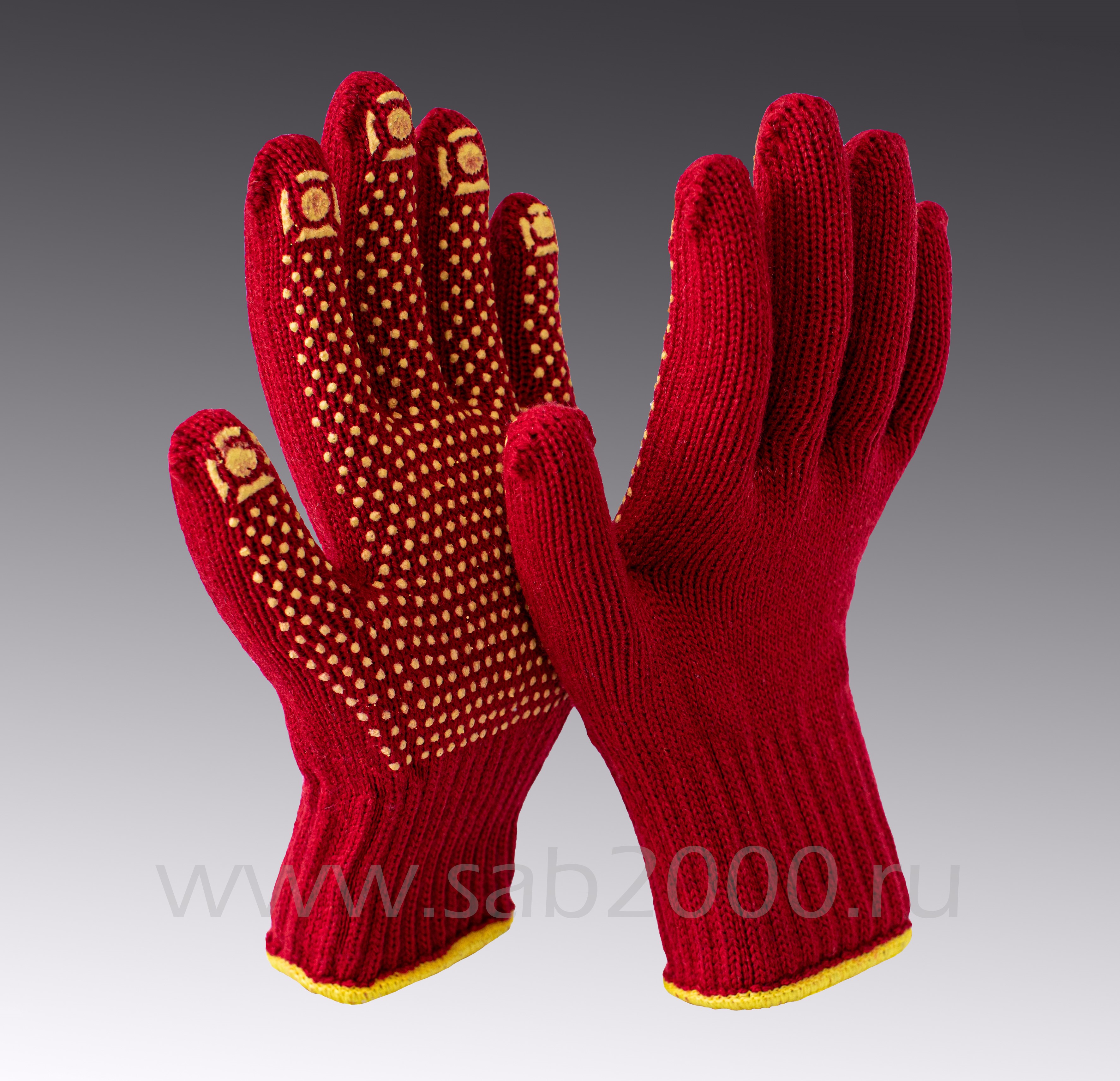 Перчатки утепленные с ПВХ, 100% акрил (разные цвета на выбор) - фото 1