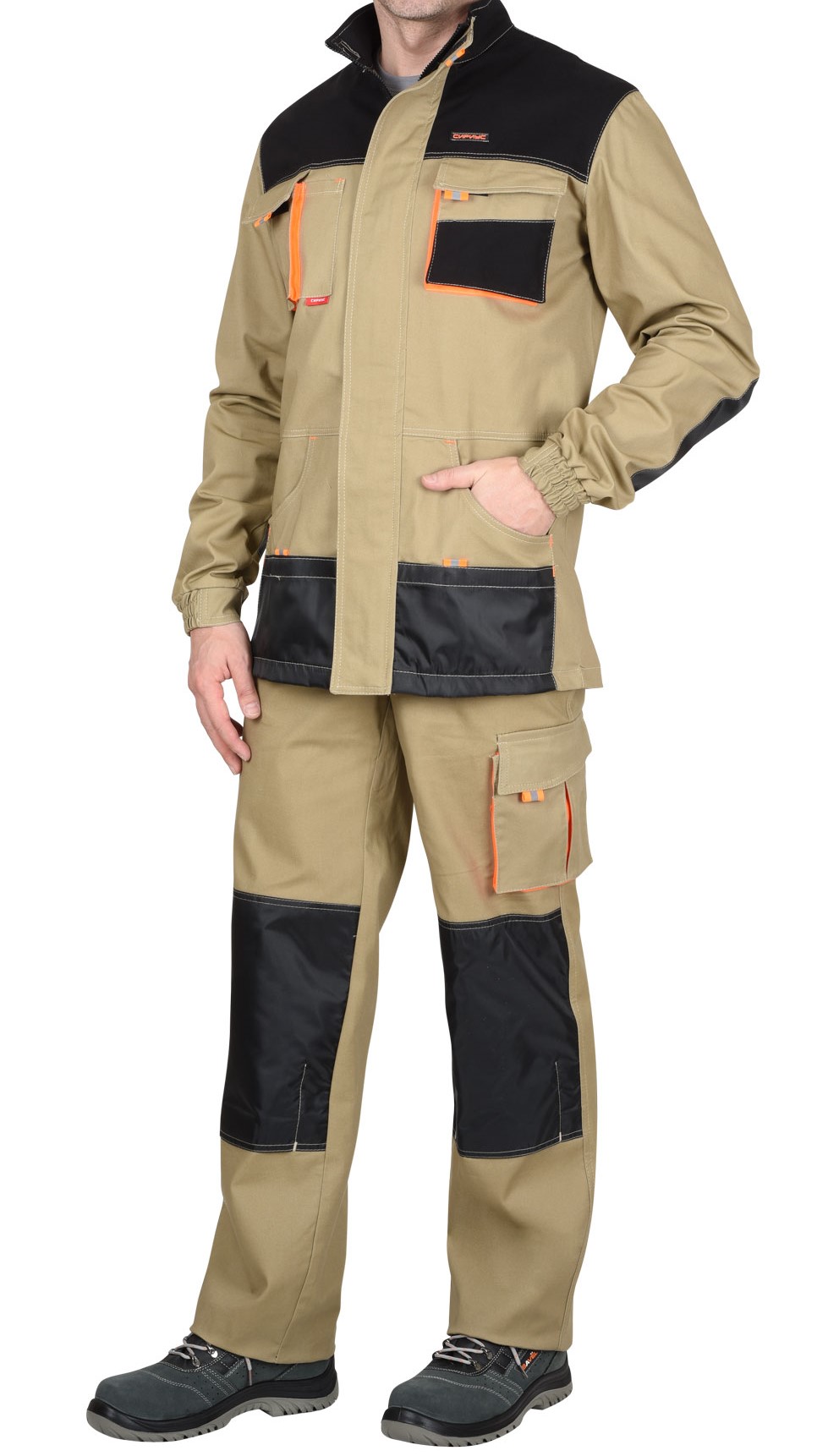 Костюм "С-Манхеттен" (серый/песочный/оливковый), куртка короткая/длинная с брюками или п/к, тк. стрейч пл. 250 г/кв.м - фото 4
