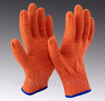 Перчатки оранжевые из смесовой пряжи "Медведь"