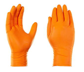 Перчатки нитриловые особопрочные "Идеал", оранжевые, 25пар/50шт (M, L, XL, XXL)