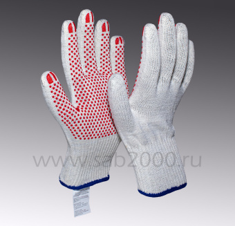 Рабочие трикотажные перчатки х/б с ПВХ "Люкс+" (10 класс, 6 нитей), по ГОСТ с маркировкой