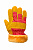 Перчатки спилковые комбинированные желто-красные, утепленные
